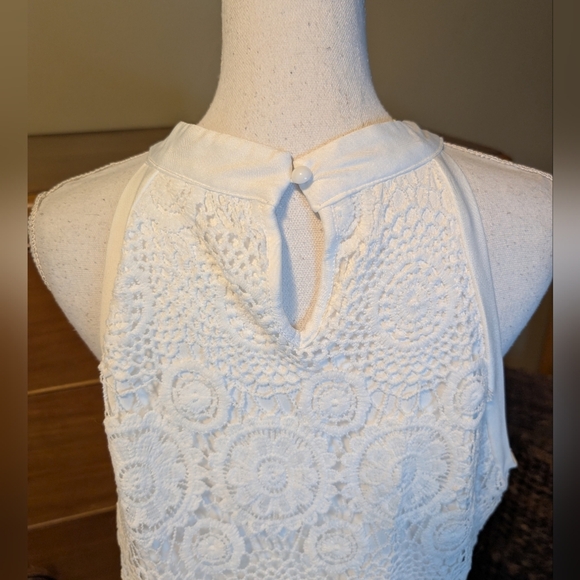 White Boho Lace Loose Fit Tank Top Halter Top Neck XXL - Picture 12 of 15